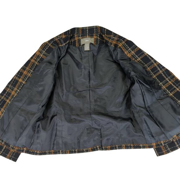 Vintage Norton Mcnaughton Tweed Blazer Jacket Two Button Black Brown Women's 8P - Picture 7 of 9